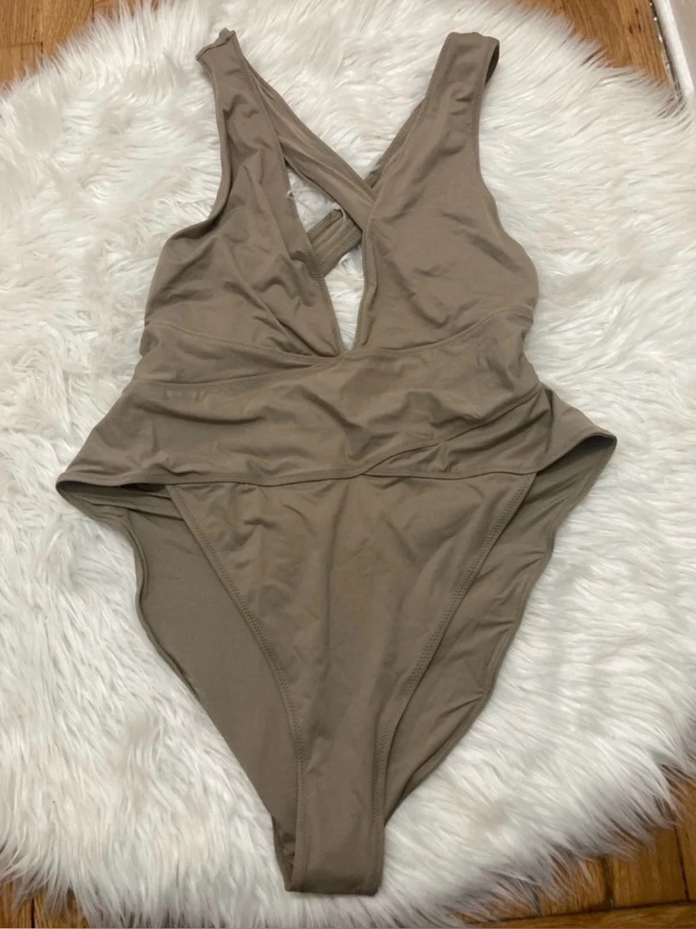 SKIMS Recycled Swim Cut Out Plunge One Piece Swimsuit Desert Size 3X NWT